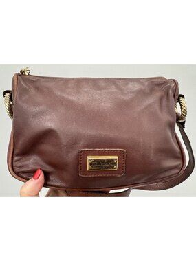 Vintage 80s TOLEDANO Soft Brown Leather Camera Bag Crossbody Purse Handbag